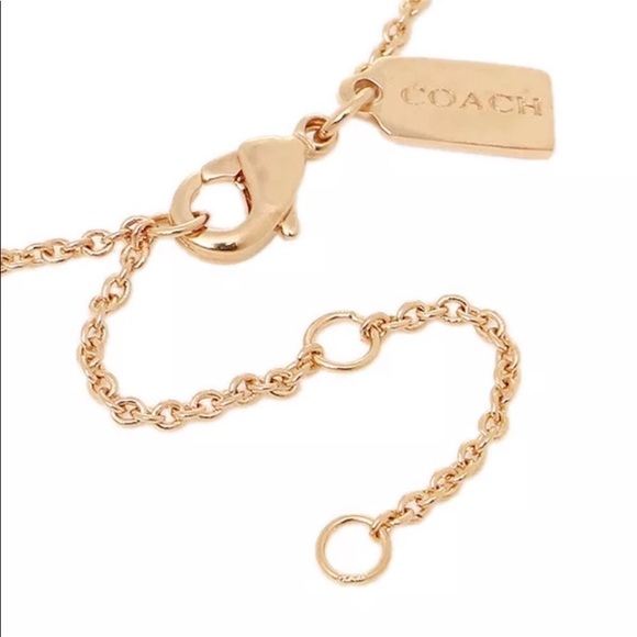 🎁🆕SALE!*Coach Open Circle Stone Strand Necklace Gold - Picture 5 of 7